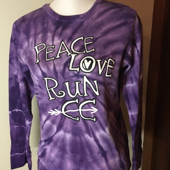 Purple PEACE LOVE RUN 🏃‍♀️ Tie-Dye Thermal Medium - Picture 3 of 7
